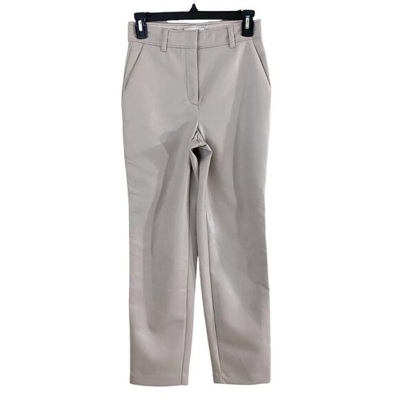 Aritzia Babaton Tan/Taupe Vegan Leather Straight Leg Pants Women's Size 0 EUC - Picture 9 of 10